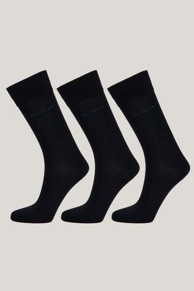 ZOKNI GANT MERCERIZED COTTON SOCKS 3-PACK BLACK