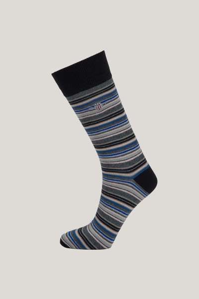 ZOKNI GANT SHIELD MULTISTRIPE SOCKS BLACK