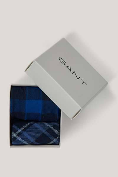 ZOKNI GANT CHECK SOCKS 2-PACK GIFT BOX EVENING BLUE