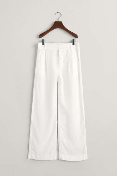 NADRÁG GANT WIDE PLEATED LINEN PANTS WHITE