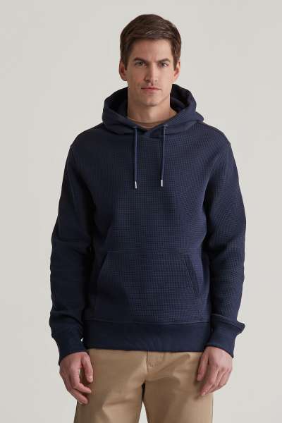 ELEGÍTŐ FELSŐ GANT WAFFLE HOODIE EVENING BLUE