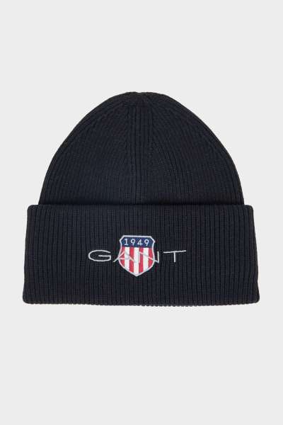 SAPKA GANT ARCHIVE SHIELD COTTON BEANIE BLACK