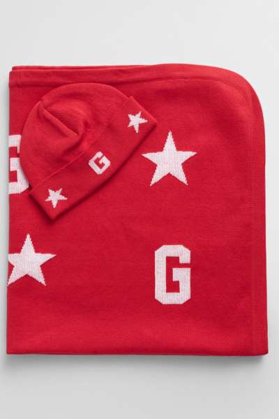 GYEREK SZETT GANT BLANKET BEANIE GIFT SET 68 x 78 cm RUBY RED