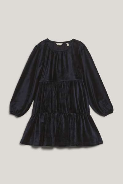 RUHA GANT VELOUR TIERED DRESS EVENING BLUE