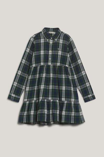 RUHA GANT CHECKED FLANNEL BD SHIRT DRESS NAVY
