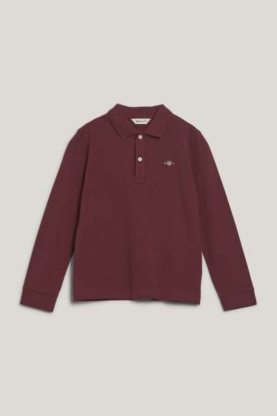 PÓLÓ GANT SHIELD LS PIQUE POLO WINE RED