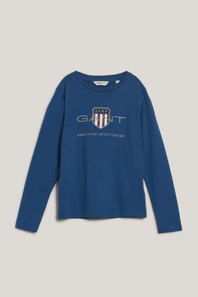 PÓLÓ GANT ARCHIVE SHIELD LS T-SHIRT VINTAGE BLUE
