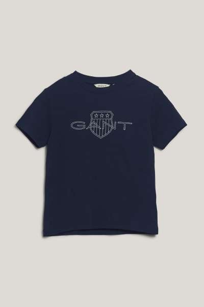 PÓLÓ GANT RELAXED CONTRAST SHIELD T-SHIRT EVENING BLUE