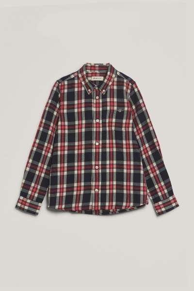 ING GANT CHECKED FLANNEL BD SHIRT EVENING BLUE