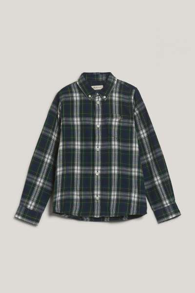 ING GANT CHECKED FLANNEL BD SHIRT NAVY