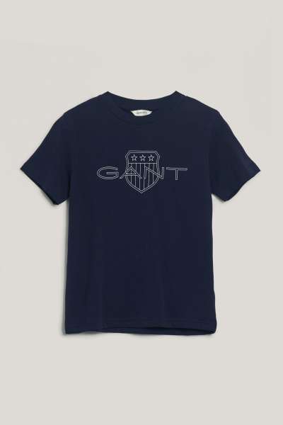 PÓLÓ GANT RELAXED CONTRAST SHIELD T-SHIRT EVENING BLUE