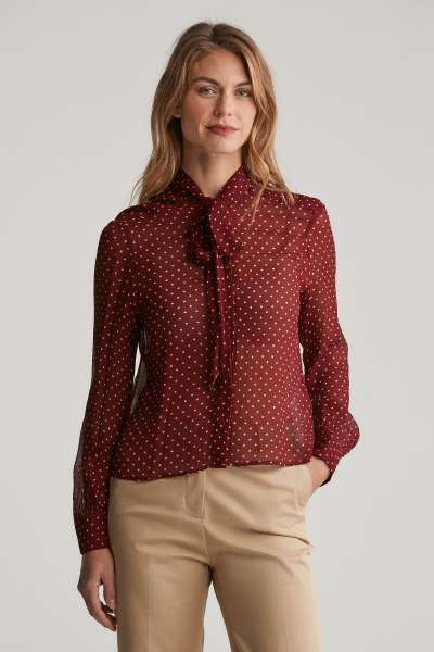 BLÚZ GANT REG DOT PRINT BOW BLOUSE PLUMPED RED