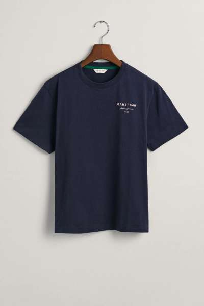 PÓLÓ GANT GRAPHIC SCRIPT RELAXED T-SHIRT EVENING BLUE