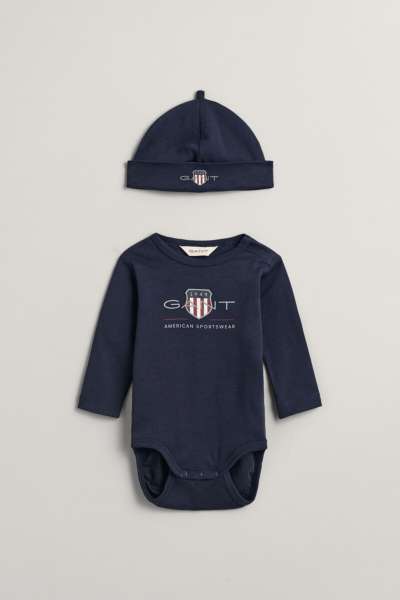 GYEREK SZETT GANT ARCHIVE SHIELD BODY AND BEANIE EVENING BLUE