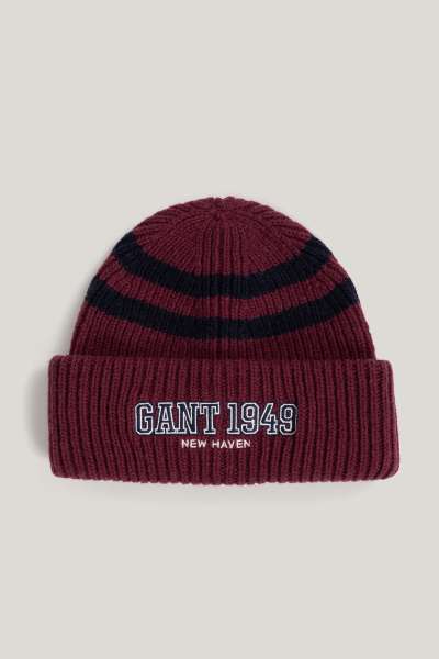 SAPKA 1-6 ÉVES GANT STRIPED KNITTED BEANIE WINE RED