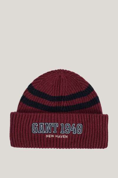 SAPKA 7-16 ÉVES GANT 1949 STRIPED KNITTED BEANIE WINE RED