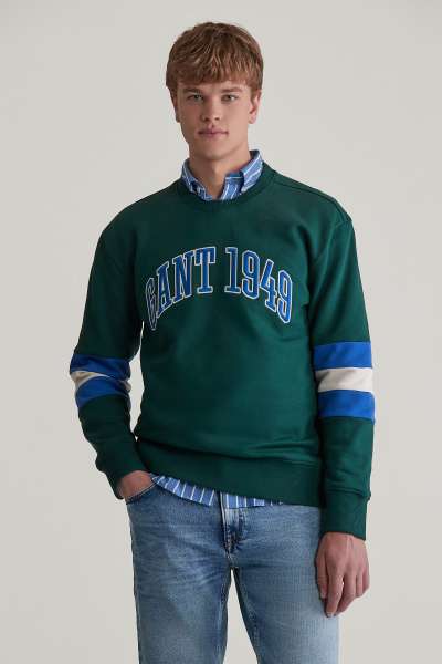 ELEGÍTŐ FELSŐ GANT COLORBLOCK SLEEVE CNECK TARTAN GREEN