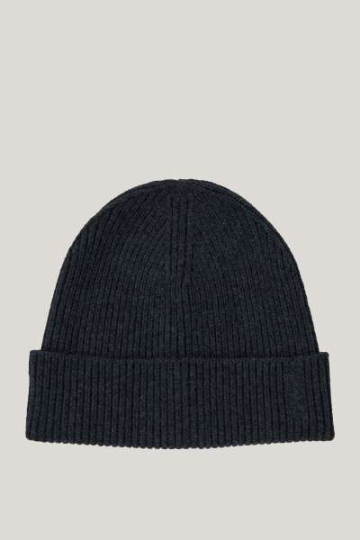 SAPKA GANT FINE KNITTED WOOL BEANIE CHARCOAL MELANGE