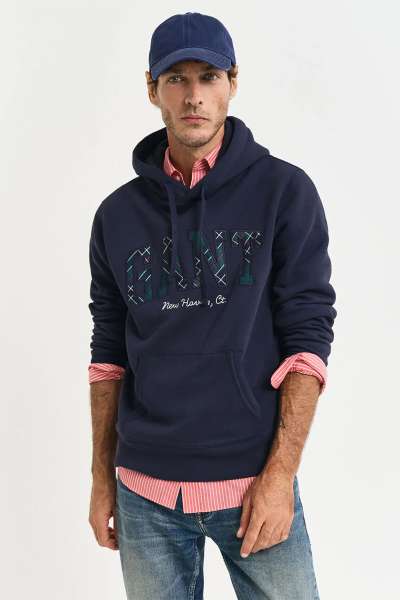 ELEGÍTŐ FELSŐ GANT GRAPHIC HOODIE EVENING BLUE