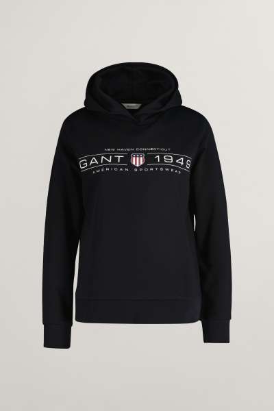 MELEGÍTŐ FELSŐ GANT REG SHIELD HOODIE BLACK