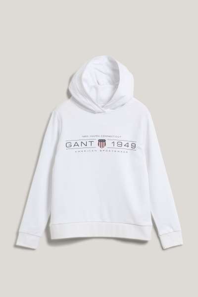 MELEGÍTŐ FELSŐ GANT REG SHIELD HOODIE WHITE