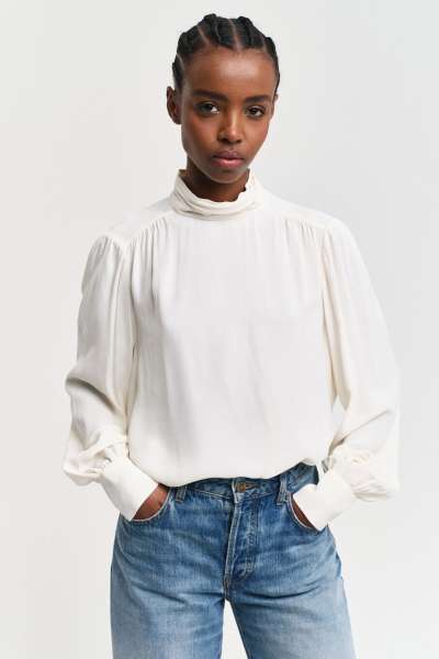 BLÚZ GANT MOCK NECK BLOUSE CREAM