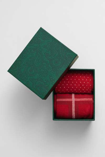 ZOKNI GANT CHECK AND DOT SOCKS 2-PACK GB CHERRY RED