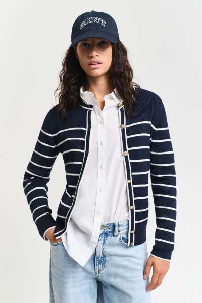 KARDIGÁN GANT RIBBED BRETON CARDIGAN EVENING BLUE