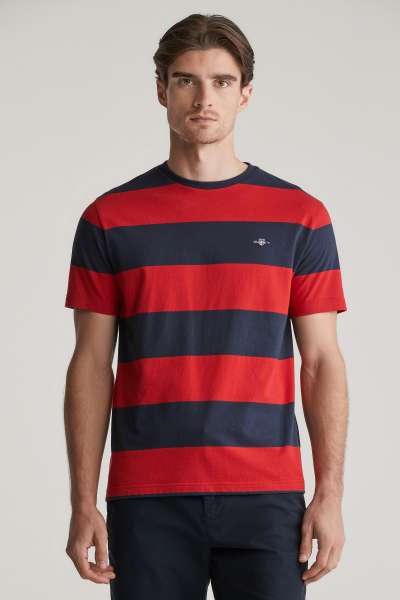 PÓLÓ GANT BAR STRIPE SS T-SHIRT RUBY RED