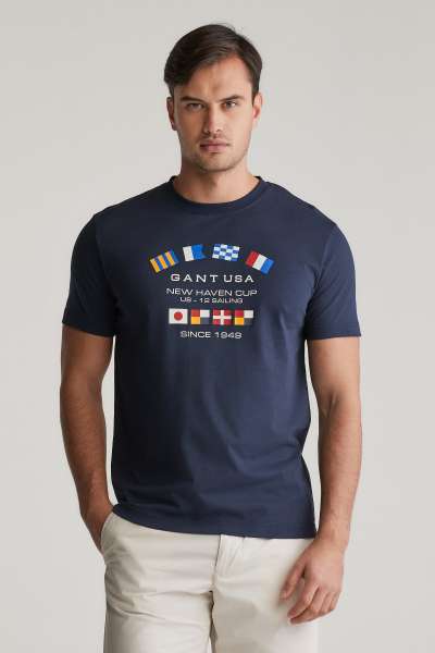 PÓLÓ GANT GRAPHIC  T-HIRT EVENING BLUE