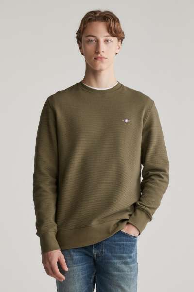 ELEGÍTŐFELSŐ GANT TEXTURE C-NECK SWEAT JUNIPER GREEN