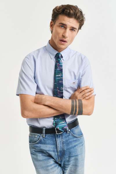 ING GANT REG CASSIC POPIN SS SHIRT IGHT BUE