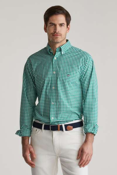ING GANT REG CASSIC POPIN GINGHAM SHIRT DEEP GREEN