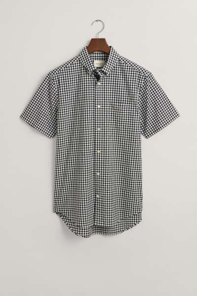 ING GANT REG CLASSIC POPLIN GINGH SS SHIRT BLACK