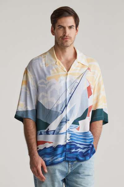ING GANT REL SCENERY SAILING SHIRT RUBY RED