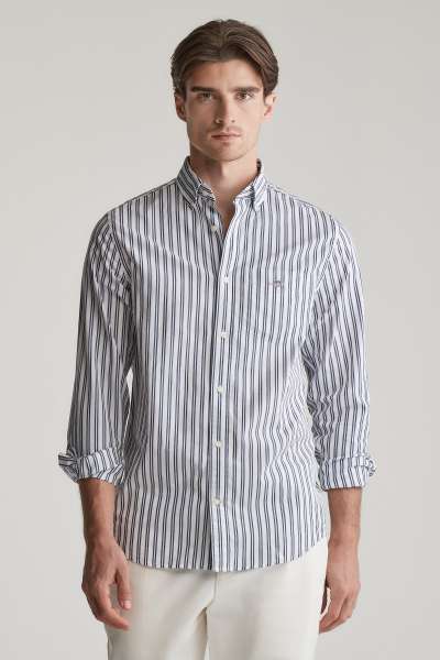 ING GANT REG CASSIC POPIN STRIPE SHIRT WHITE