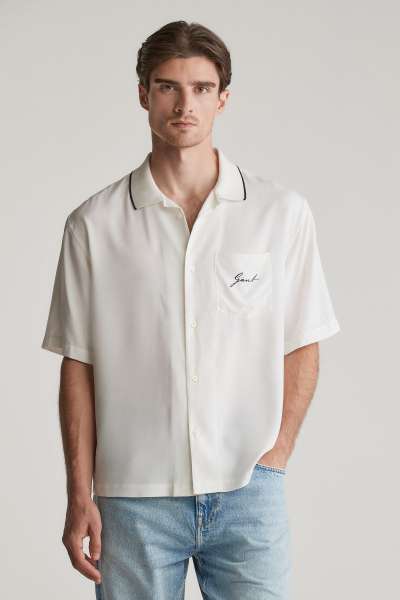 ING GANT REL VISCOSE SS SHIRT EGGSHELL
