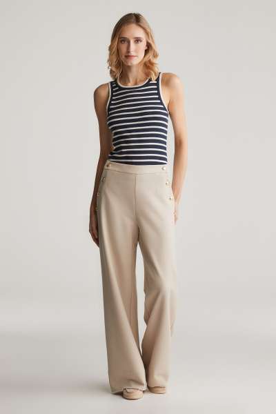 NADRÁG GANT BUTTON HIGH-RISE PANTS SOFT OAT