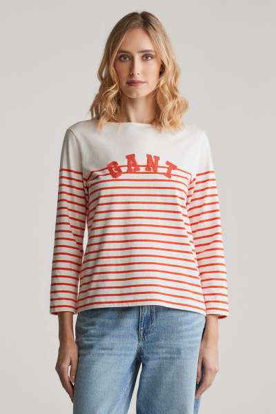 PÓLÓ GANT REG BRETON BOAT NECK T-SHIRT ORANGE RED