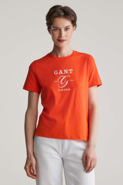 PÓLÓ GANT REG GRAPHIC SS T-SHIRT ORANGE RED