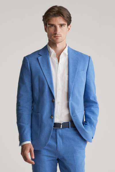 ZAKÓ GANT SLIM COT/LINEN SUIT JACKET SALTY SEA