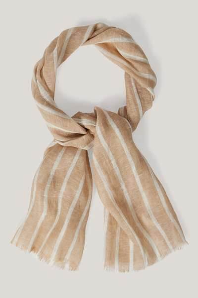 SÁL GANT STRIPED LINEN LIGHTWEIGHT SCARF DRY SAND