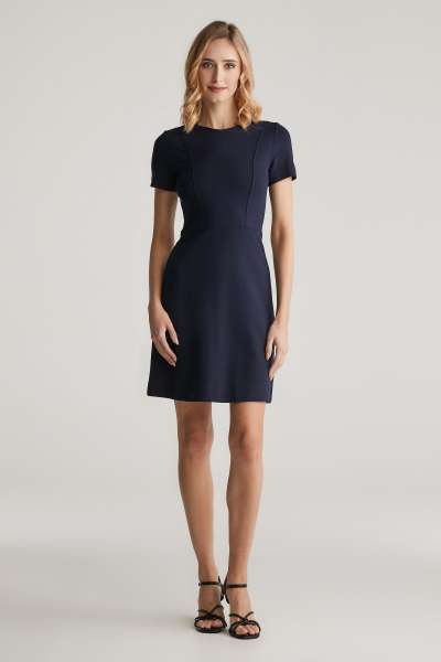 RUHA GANT FIT AND FLARE SS JERSEY DRESS EVENING BLUE