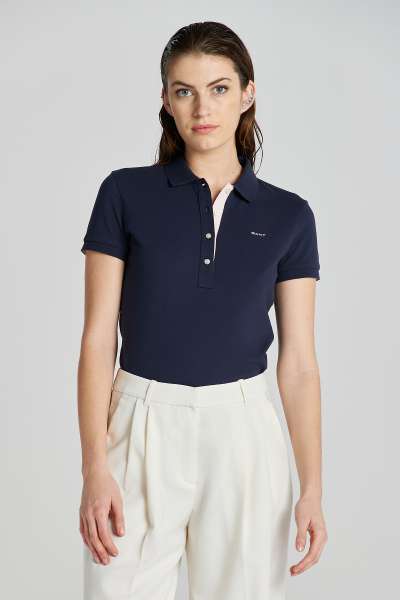 PÓLÓ GANT CONTRAT COLLAR  PIQUE POLO EVENING BLUE