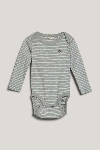 BODY GANT STRIPED SHIELD AMERICAN NECK BODY LIGHT GREY MELANGE