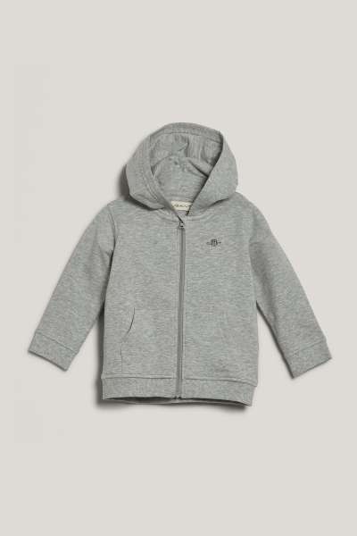 MELEGÍTŐ FELSŐ GANT SHIELD ZIP HOODIE LIGHT GREY MELANGE