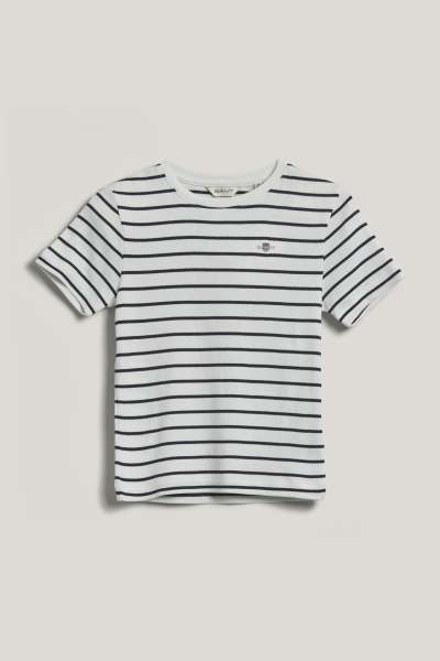 PÓLÓ GANT STRIPED SHIELD SLIM T-SHIRT EGGSHELL