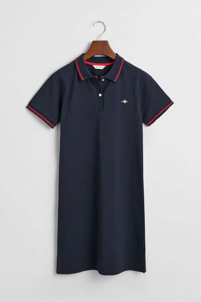 RUHA GANT FITTED POLO PIQUE DRESS EVENING BLUE