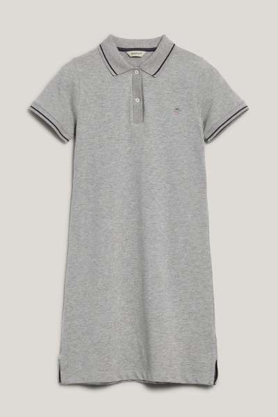 RUHA GANT FITTED POLO PIQUE DRESS GREY MELANGE