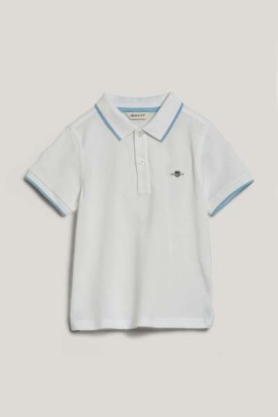PÓLÓ GANT STRIPED POLO PIQUE RUGGER WHITE